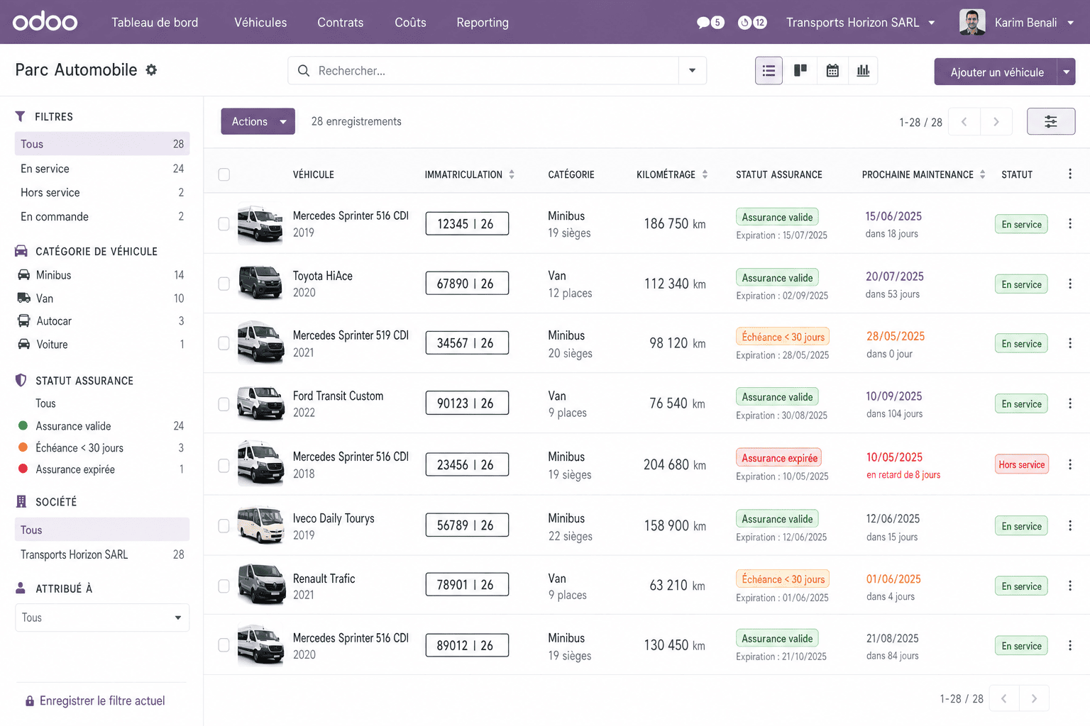 STJG Trans - Gestion Parc Auto & Odoo