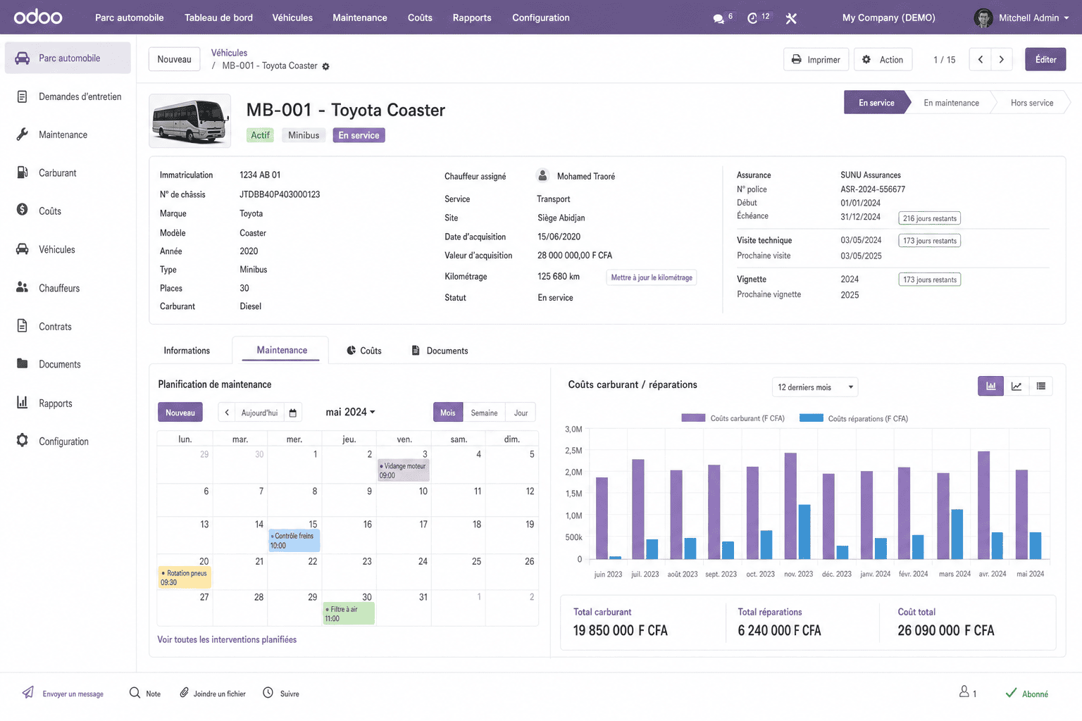 STJG Trans - Gestion Parc Auto & Odoo — vue 2