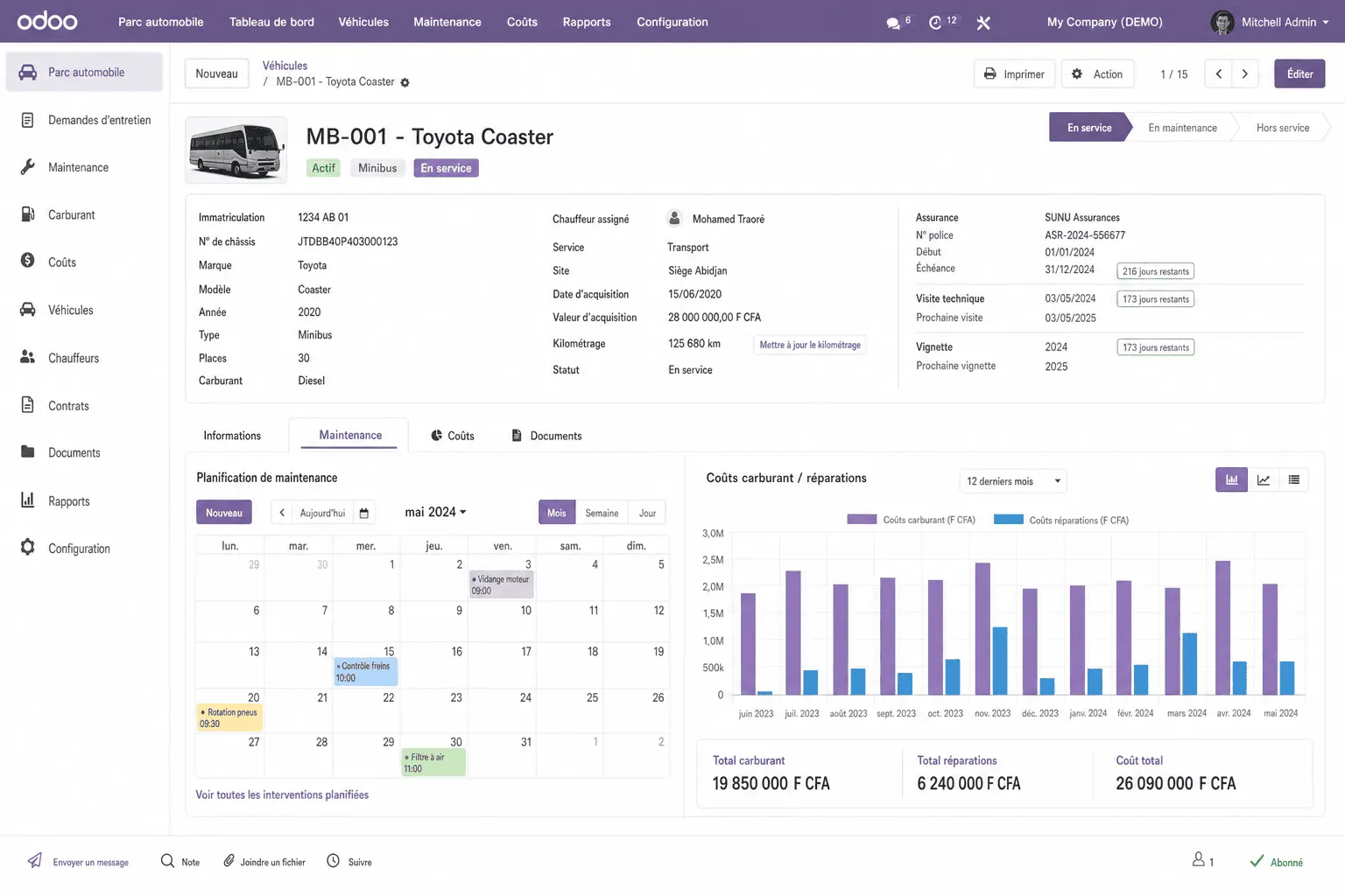 STJG Trans - Gestion Parc Auto & Odoo — vue 2