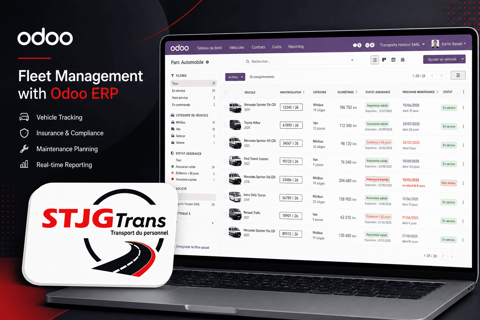 STJG Trans - Gestion Parc Auto & Odoo