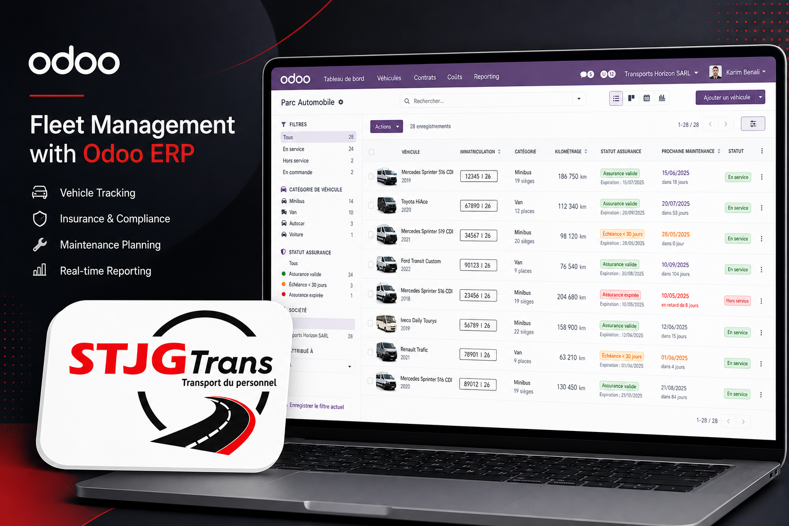 STJG Trans - Gestion Parc Auto & Odoo